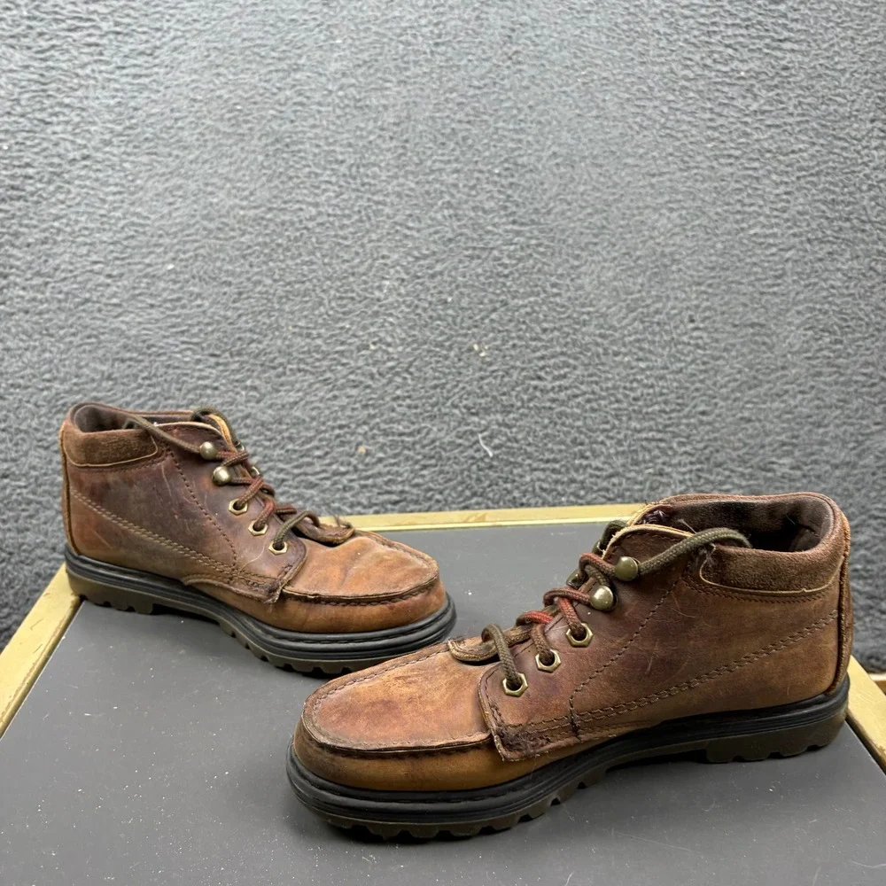 Eastland Mens 7.5 M Brown Leather Moc Toe Lug Sole Ankle Boots Vintage USA‎